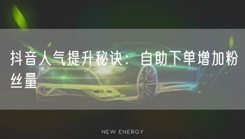 抖音人气提升秘诀:自助下单增加粉丝量