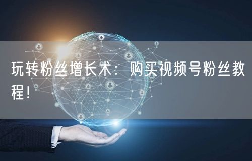 玩转粉丝增长术:购买视频号粉丝教程!